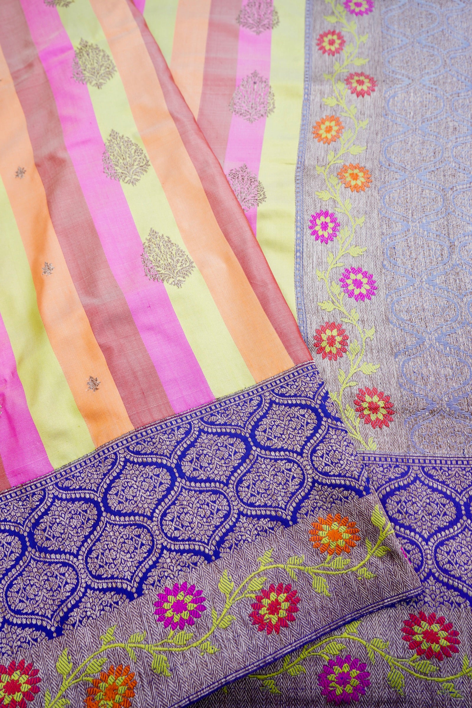 Handwoven Pure Kataan Silk Kadhua Buti Banarasi Rangkat Saree