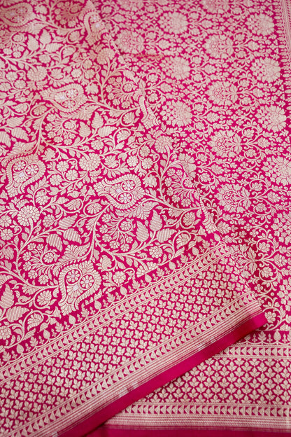 Red Jangla Handwoven Pure Kataan Silk Banarasi Saree