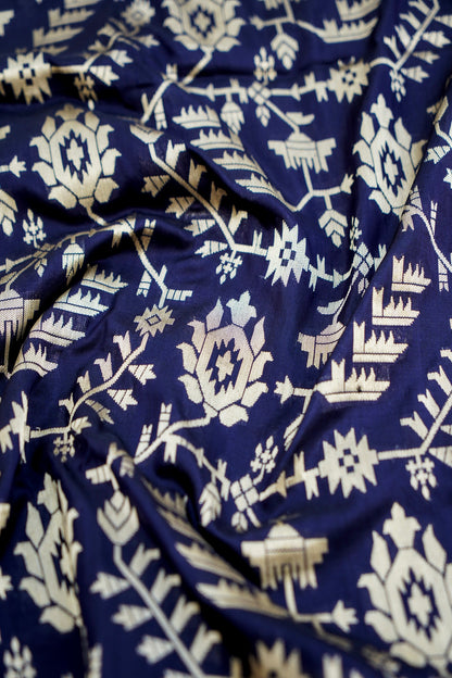 Black Handwoven Pure Kataan Silk Brocade Jaal Benarasi Saree