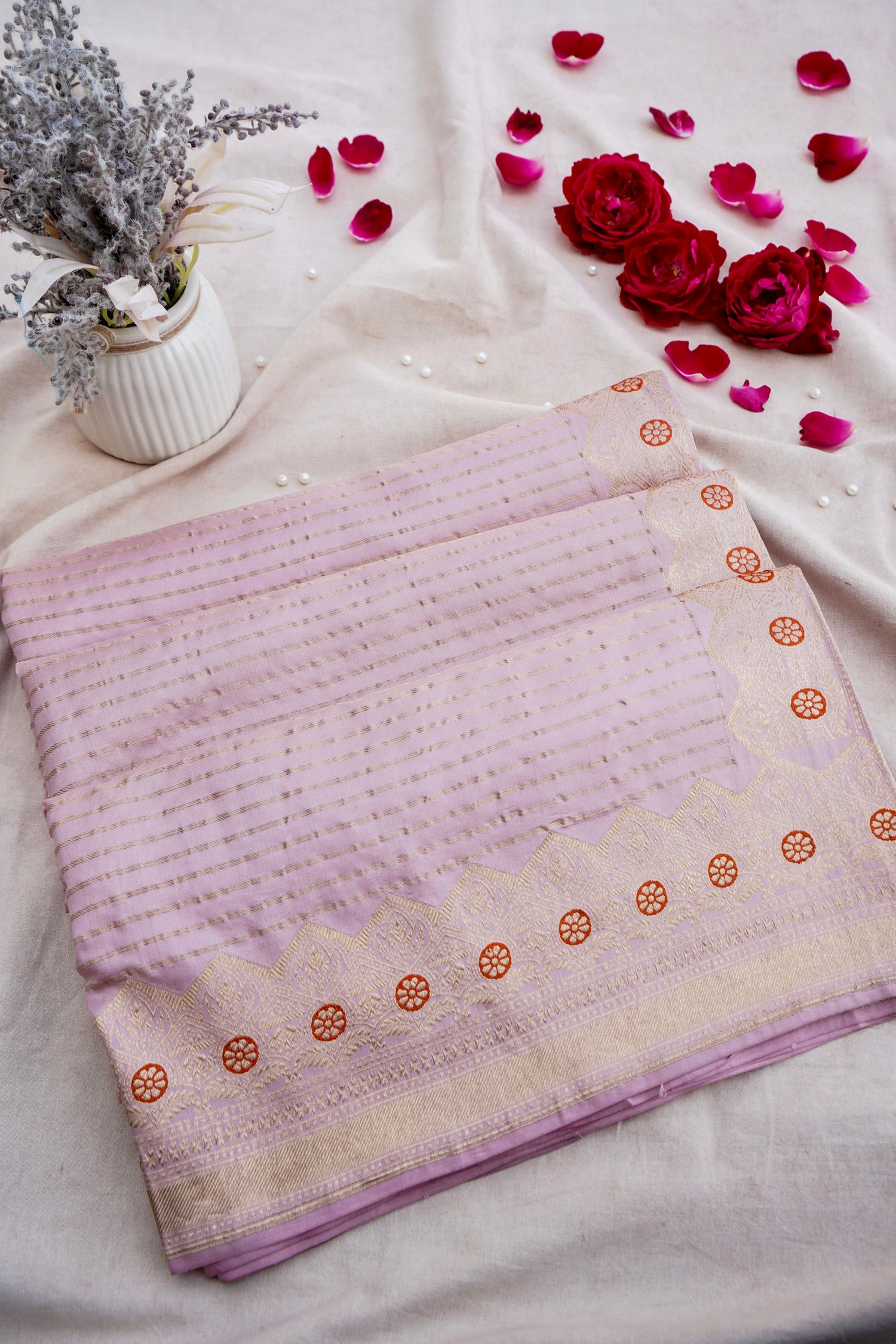 Pink Handwoven Pure Kataan Silk Banarasi Saree