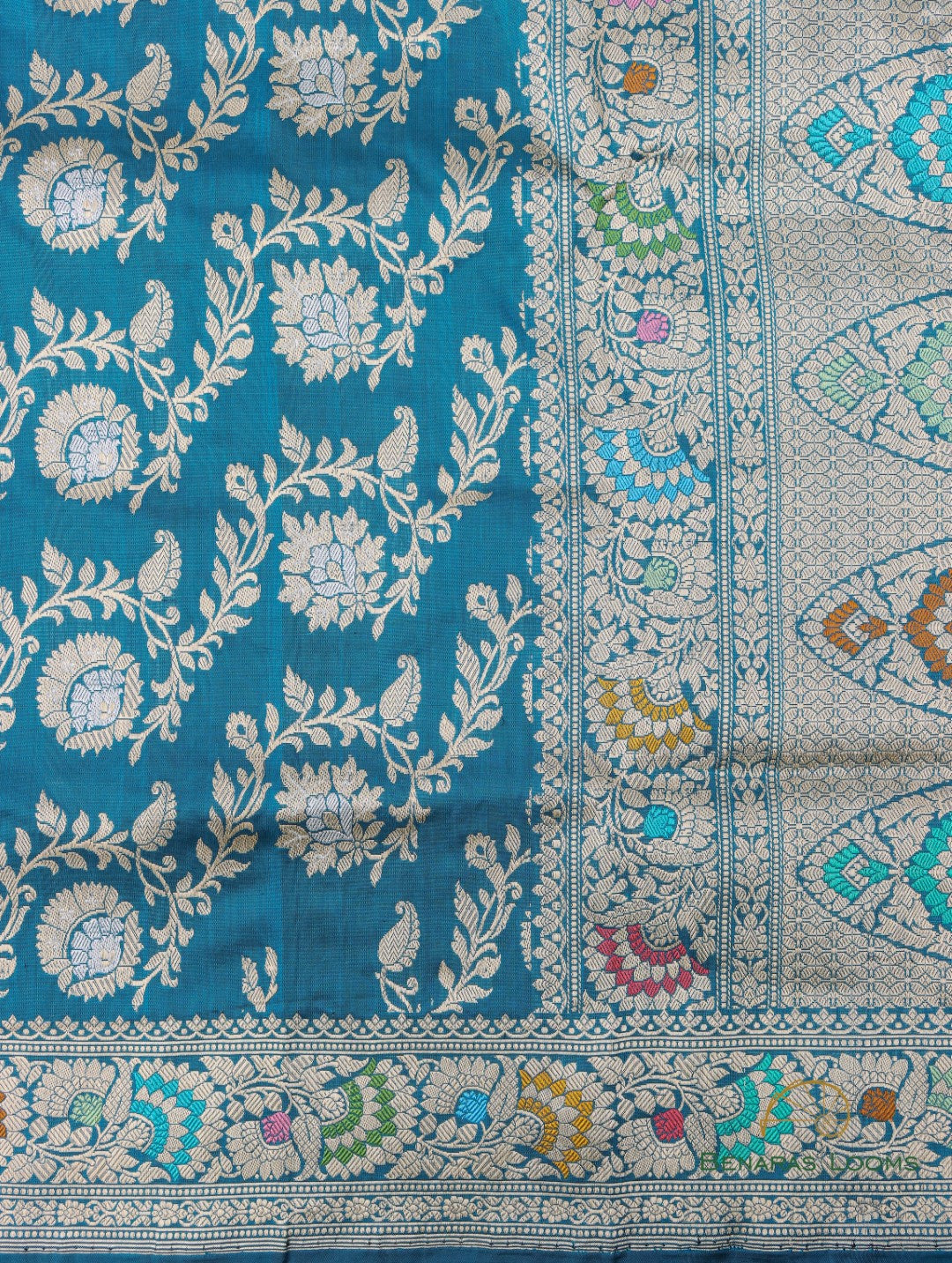 Blue Handloom Kataan Silk Kadhua Jangla Banarasi Saree