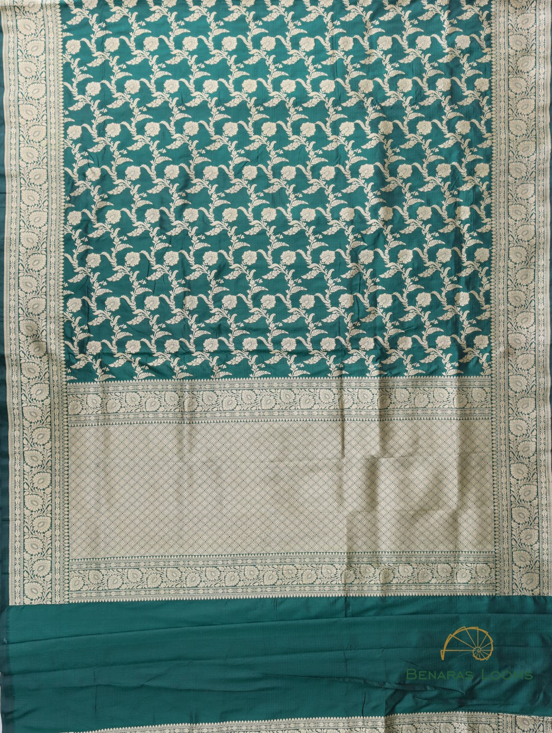 Green Handloom Kataan Silk kadhua Jangla Banarasi Saree