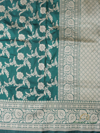 Green Handloom Kataan Silk kadhua Jangla Banarasi Saree