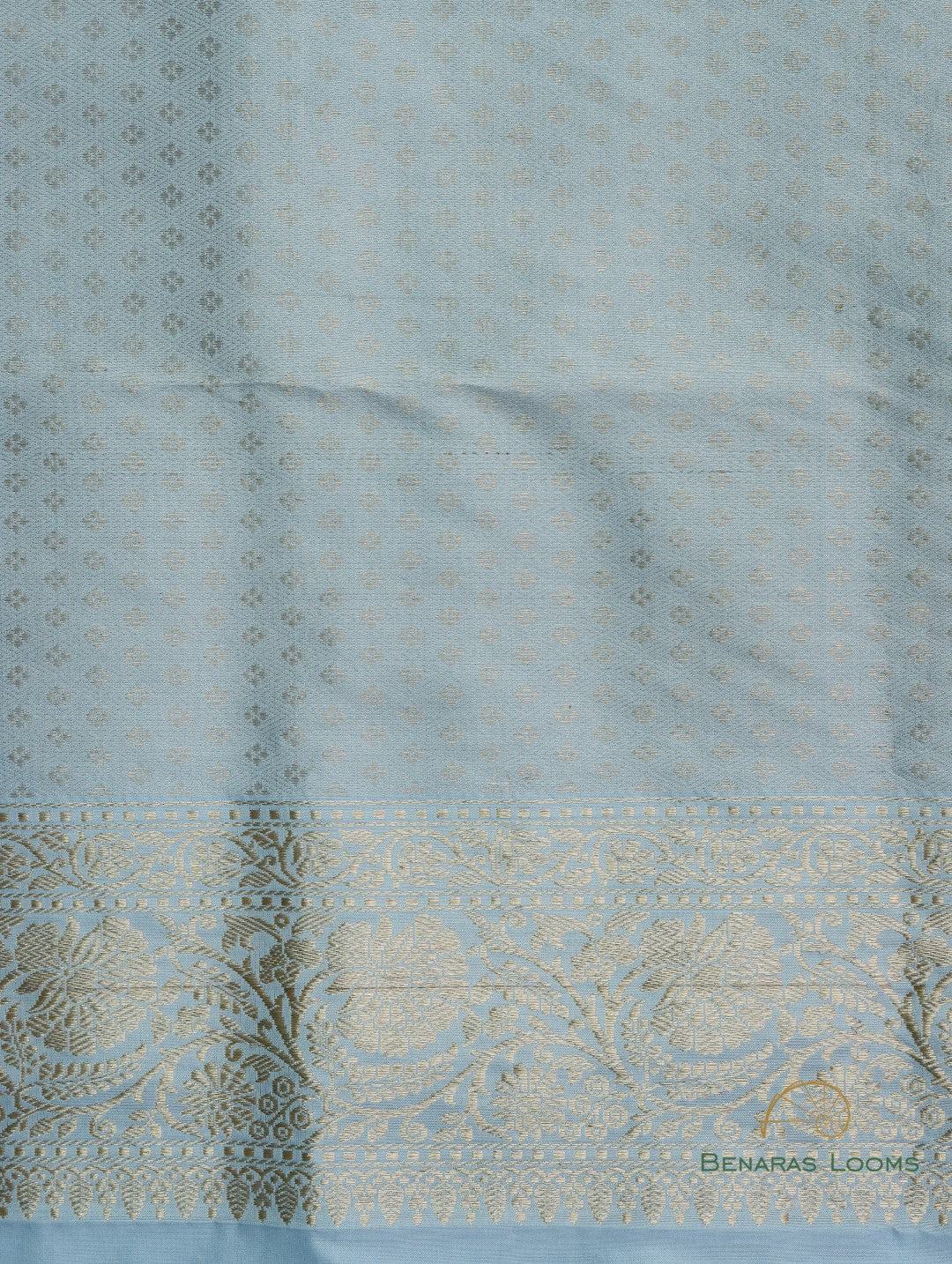 Sky Blue Handloom Kataan Silk Kadhua Jangla Banarasi Saree