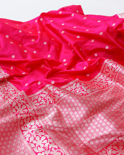 Pink Pure Kataan Silk Handloom Buti Banarasi Saree