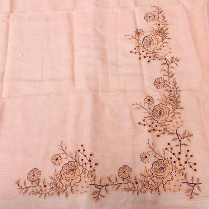 Peach Linen Silk Printed Unstitched Suit Fabric