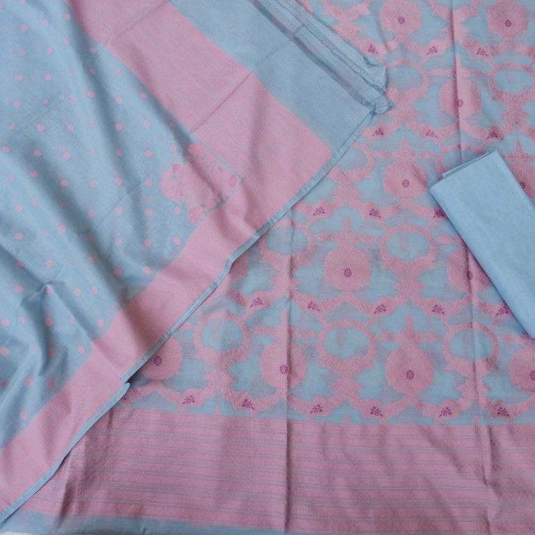 Grey Cotton Silk Banarasi Unstitched Suit Fabric