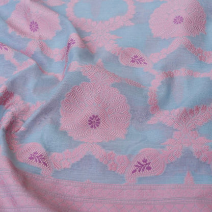 Grey Cotton Silk Banarasi Unstitched Suit Fabric