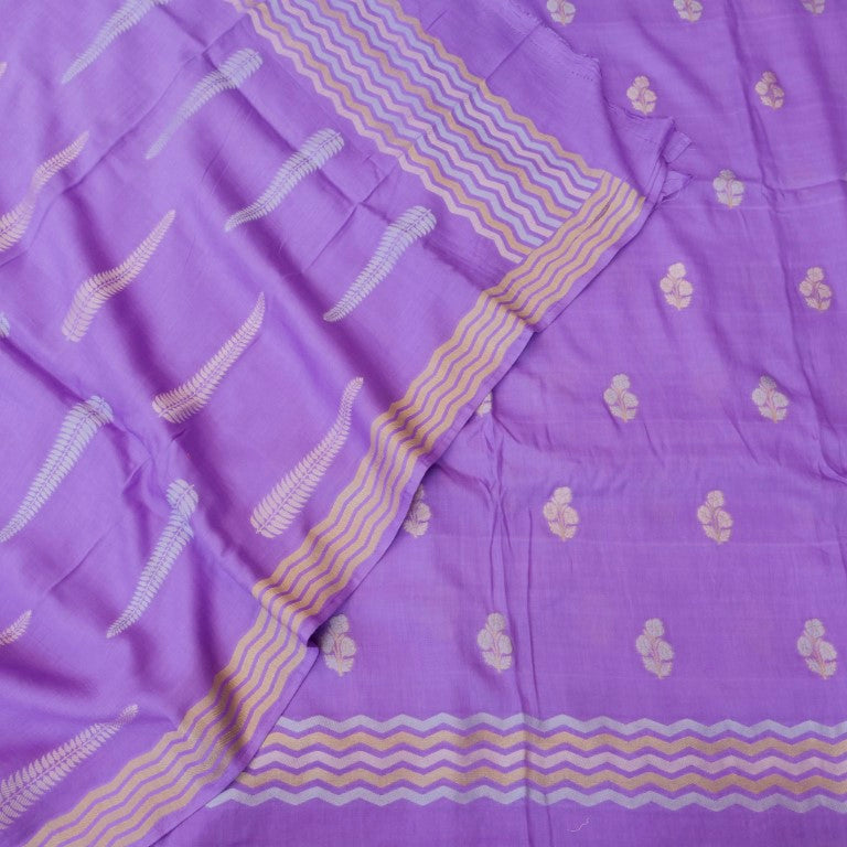 Lilac Cotton Silk Banarasi Unstitched Suit Fabric