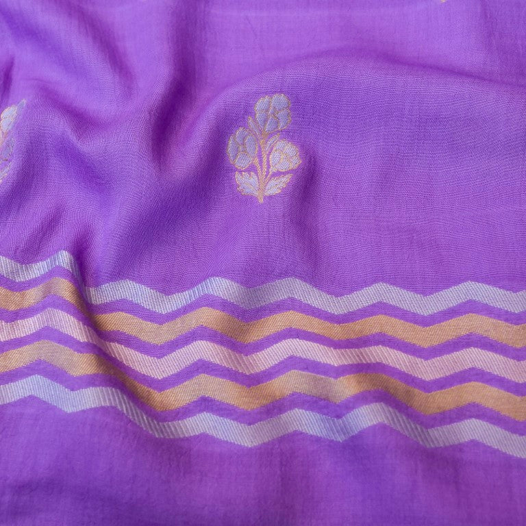 Lilac Cotton Silk Banarasi Unstitched Suit Fabric