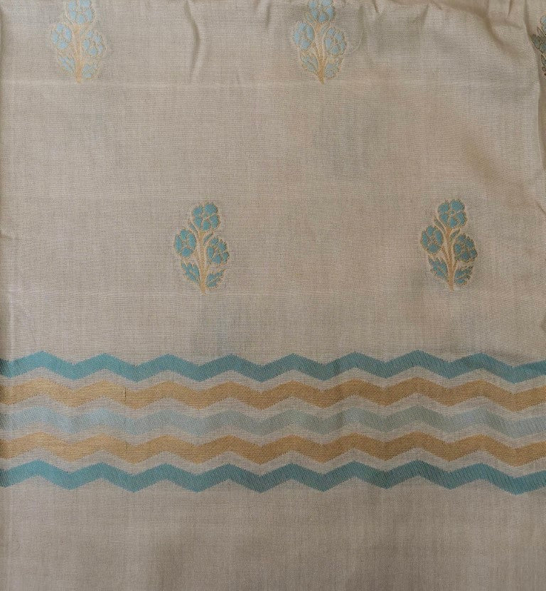 Beige Cotton Silk Banarasi Unstitched Suit Fabric