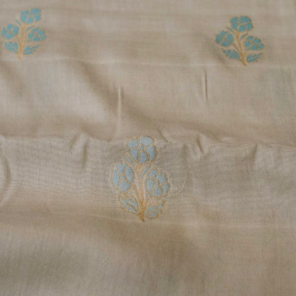 Beige Cotton Silk Banarasi Unstitched Suit Fabric