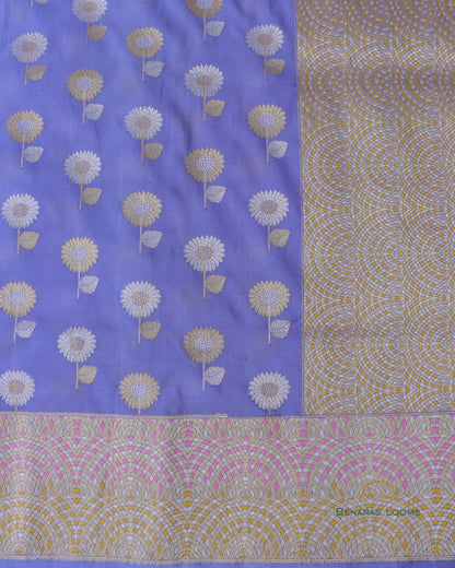 Periwinkle Handloom Kataan Kadhua Banarasi Saree