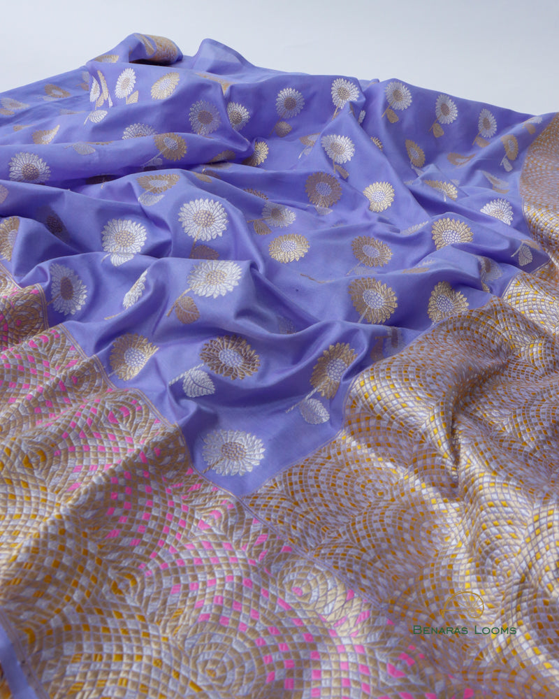 Periwinkle Handloom Kataan Kadhua Banarasi Saree