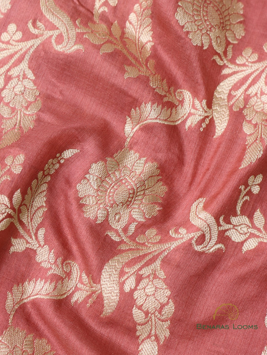 Peach Handloom Kataan Silk Kadhua Jangla Banarasi Saree