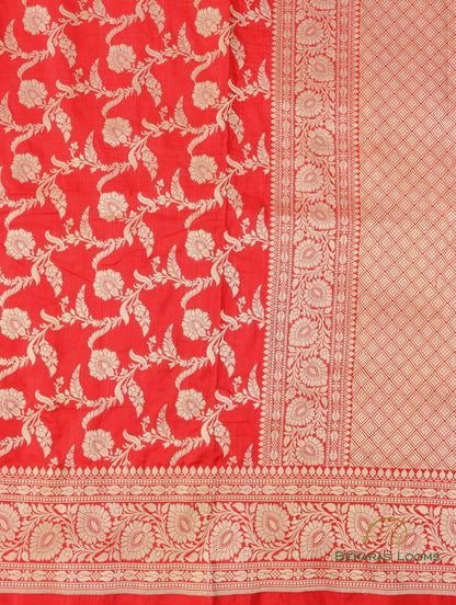 Red Handloom Pure Silk Kadhua Jangla Banarasi Saree