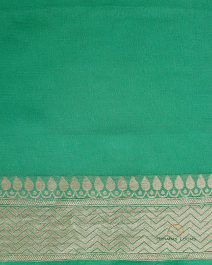 Green Handloom Georgette Jaal Banarasi Saree