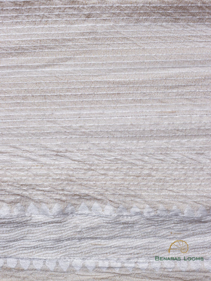 Cream Handloom Tussar Georgette Jaal Banarasi Saree