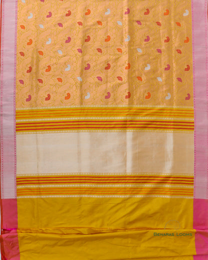 Yellow Handloom Kataan Silk Banarasi Silk Saree