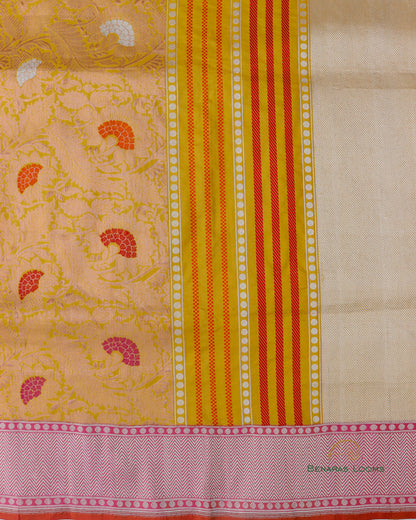 Yellow Handloom Kataan Silk Banarasi Silk Saree