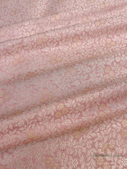 Pink Handwoven Pure Kataan Silk Sona Rupa Fabric