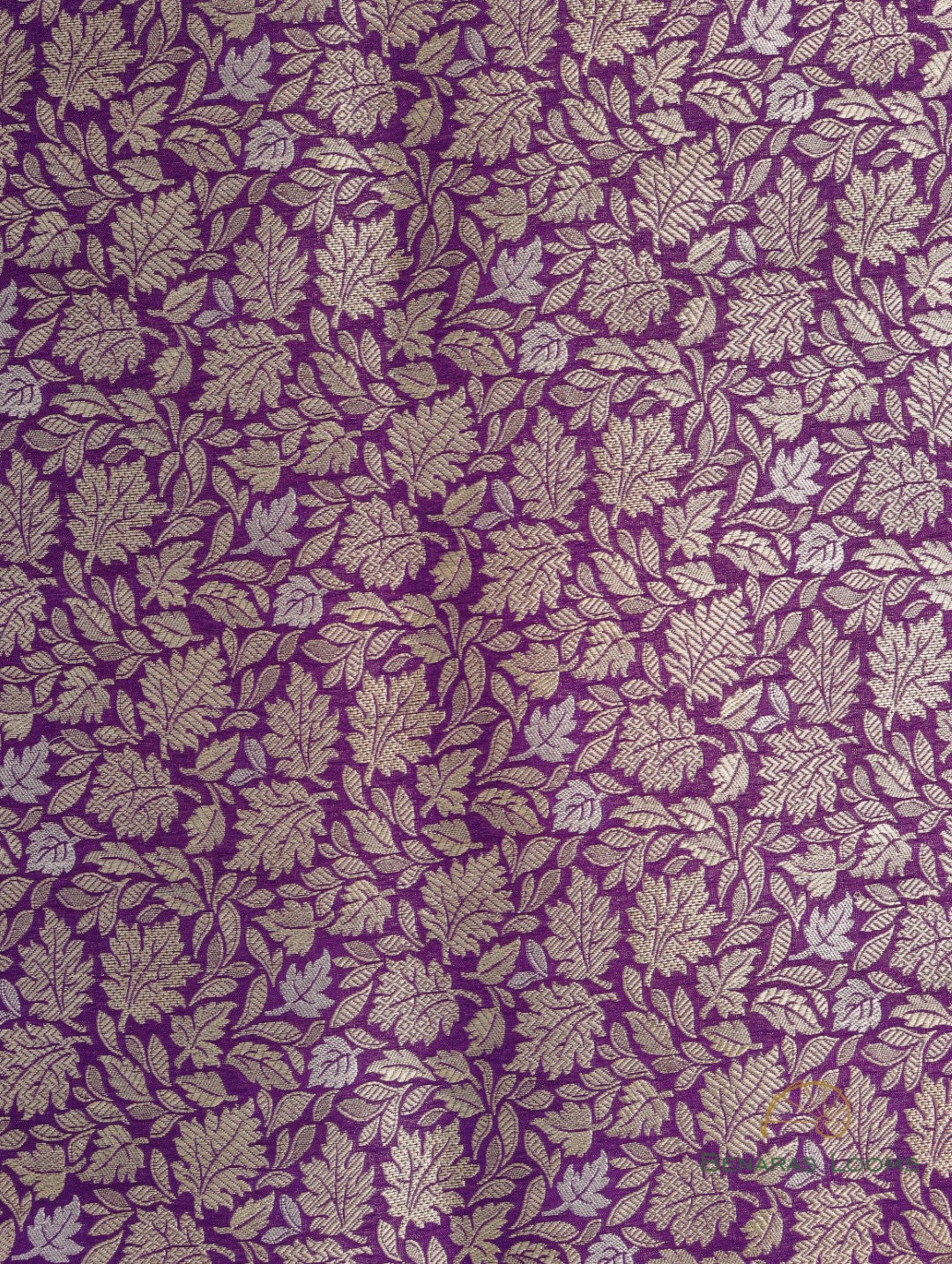 Purple Handwoven Pure Silk Sona Rupa Banarasi Fabric
