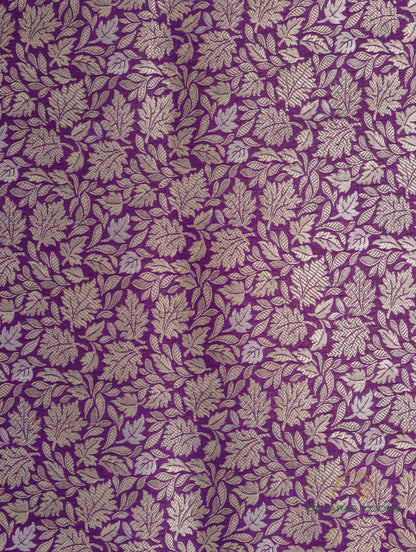 Purple Handwoven Pure Silk Sona Rupa Banarasi Fabric