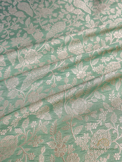 Light Green Handwoven Pure Silk Banarasi Fabric