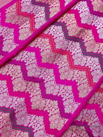 Kanika Pink Handwoven Pure Silk Banarasi Rangkaat Lehenga