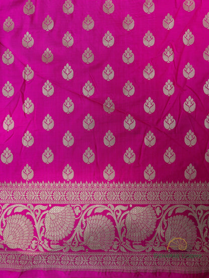 Kanika Pink Handwoven Pure Silk Banarasi Rangkaat Lehenga