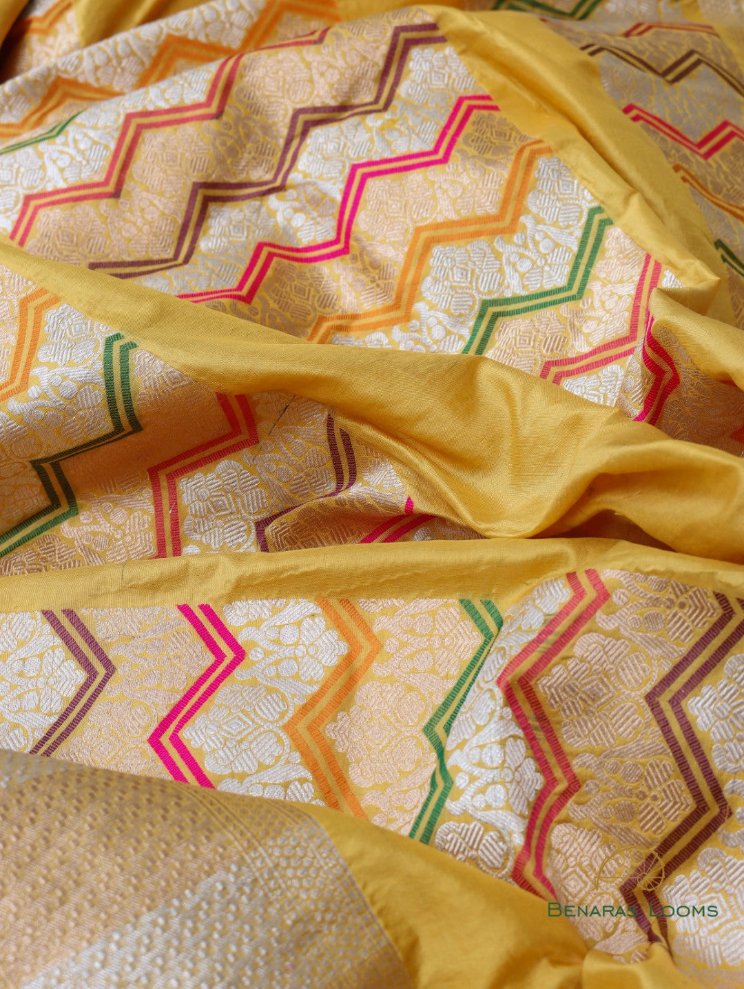 Kanika Yellow Handwoven Pure Silk Banarasi Rangkaat Lehenga