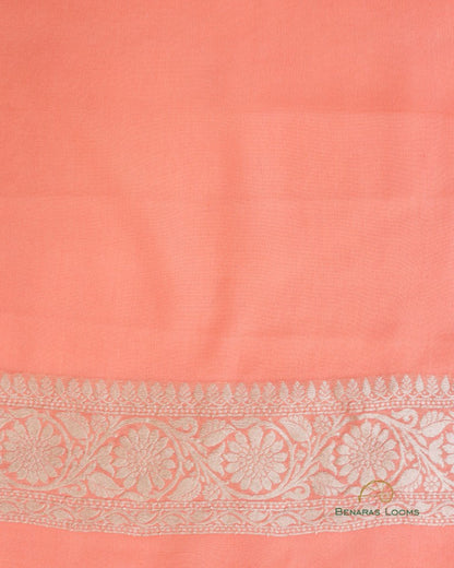 Peach Handwoven Pure Khaddi Georgette Saree