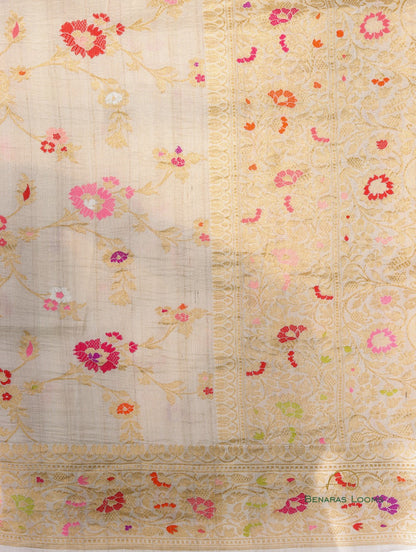 Handwoven Pure Tussar Silk Kadhua Banarasi Saree