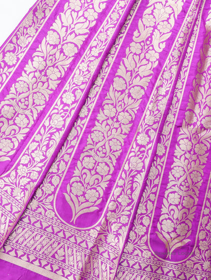 Eesha Purple Handwoven Pure Silk Banarasi Lehenga