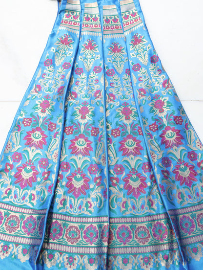 Swara Blue Handwoven Pure Silk Banarasi Lehenga