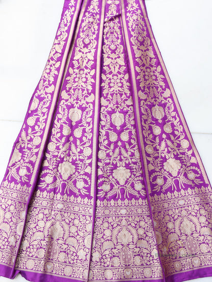 Mira Purple Handwoven Pure Silk Banarasi Lehenga