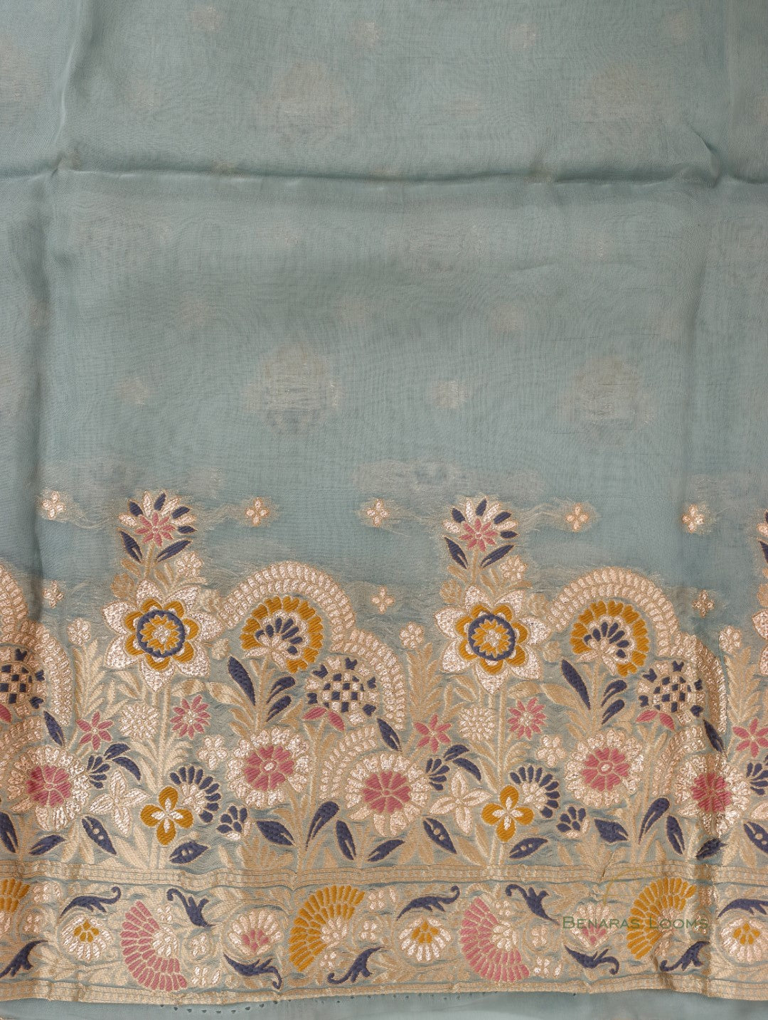 Gray Handwoven Banarasi Pure Organza Silk Unstitched Suit Set