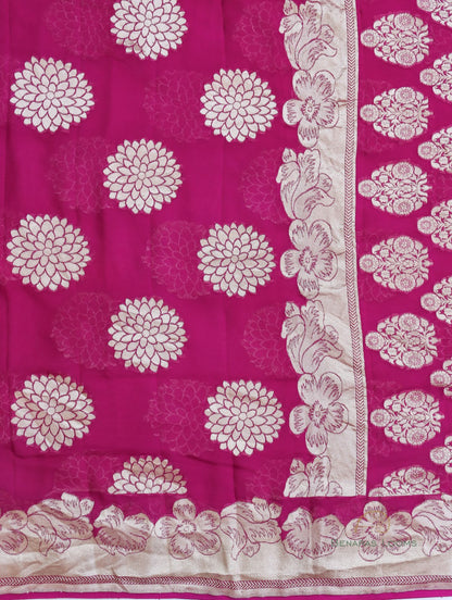 Cherry Red Handwoven Pure Khaddi Georgette Saree