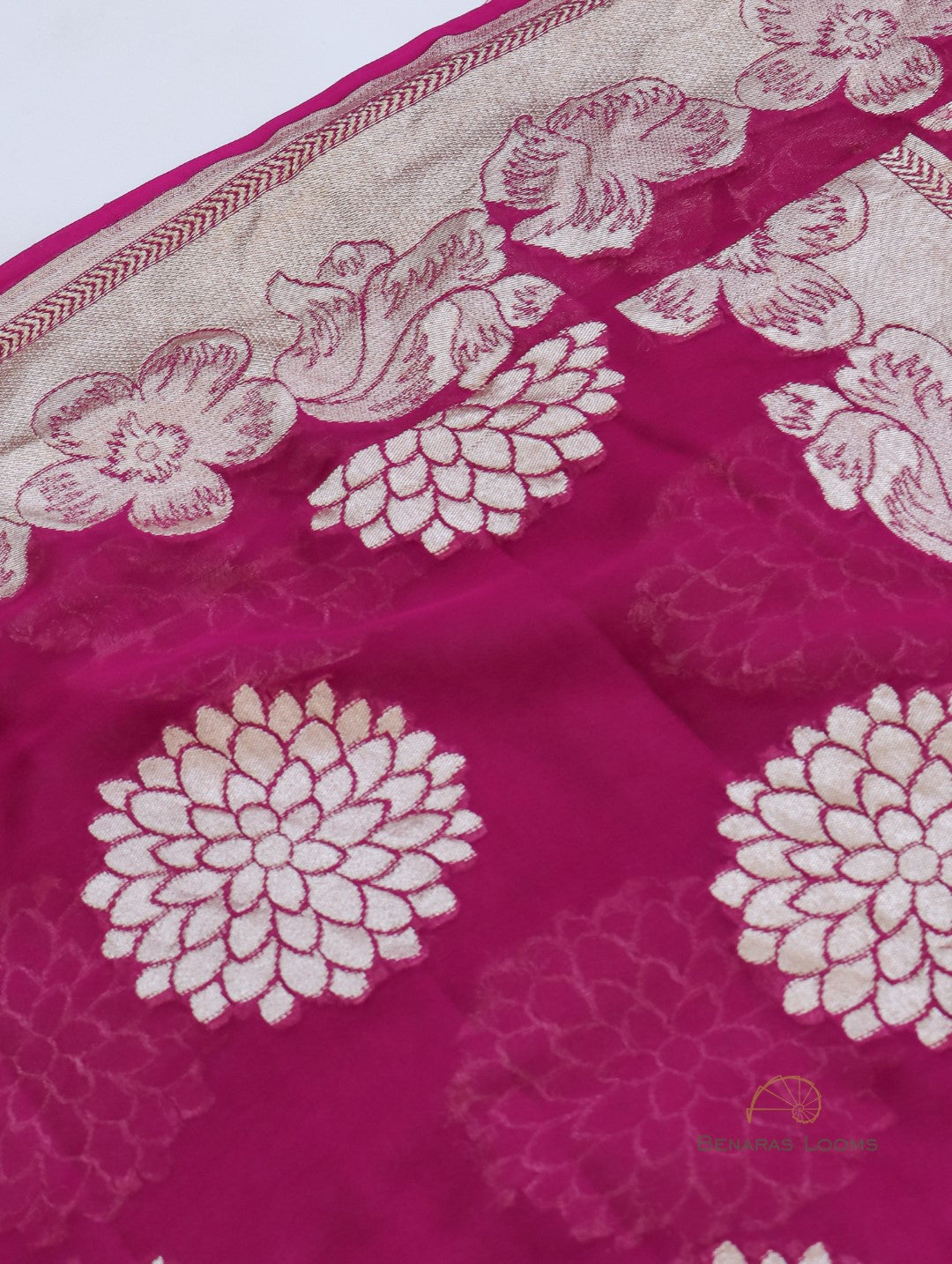 Cherry Red Handwoven Pure Khaddi Georgette Saree