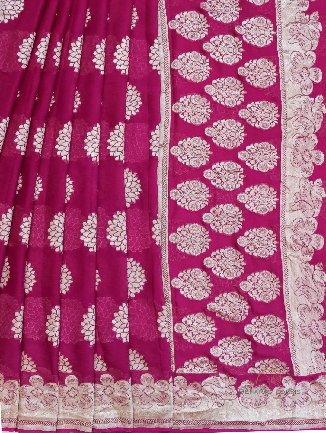 Cherry Red Handwoven Pure Khaddi Georgette Saree