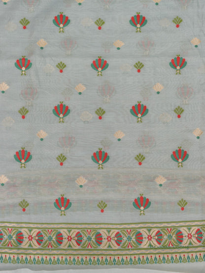 Gray Cotton Silk Three Piece Unstitched Suit Fabric