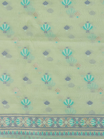 Lime Green No Zari Unstitched Banarasi Suit Fabric