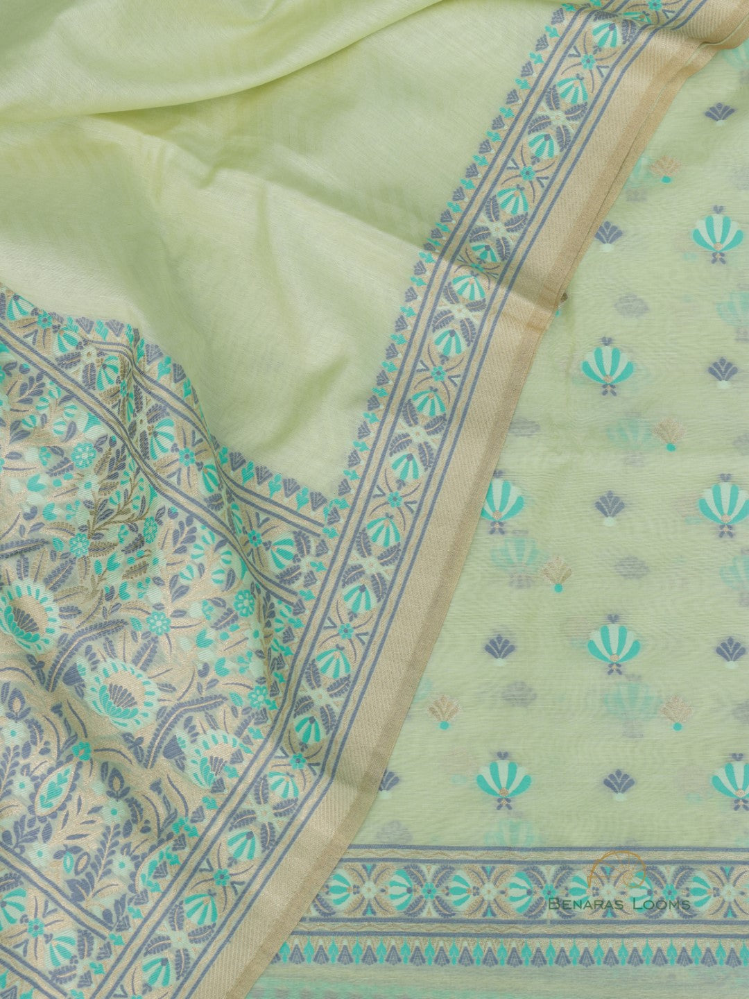 Lime Green No Zari Unstitched Banarasi Suit Fabric