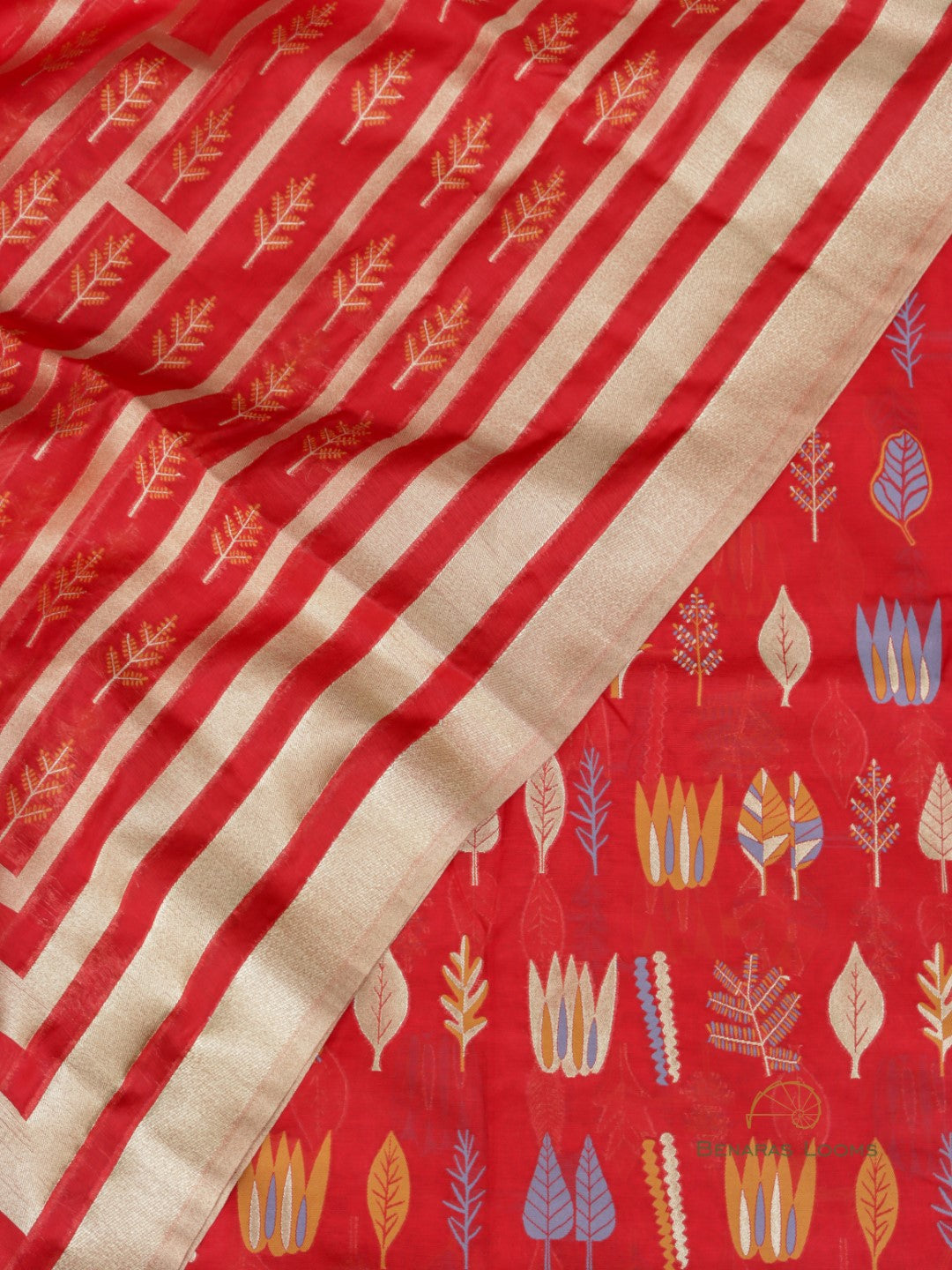 Red Gardenia Unstitched Banarasi Suit Fabric