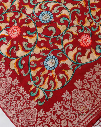 Maroon Handwoven Chanderi Silk Unstiched Suit Set