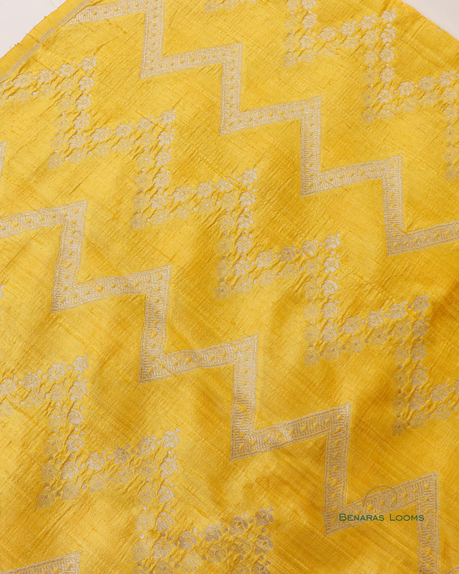 Yellow Pure Raw Silk Handwoven Fabric