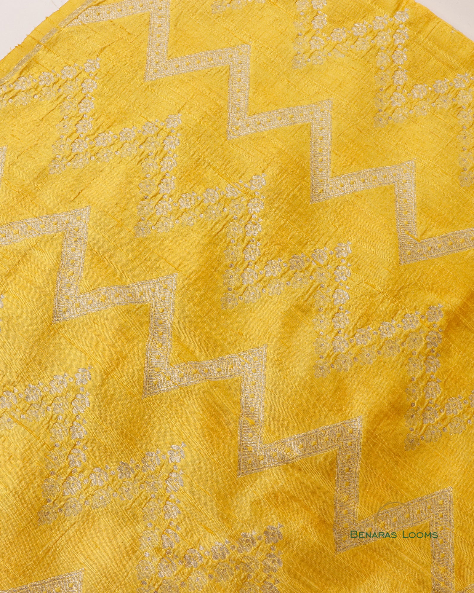 Yellow Pure Raw Silk Handwoven Fabric