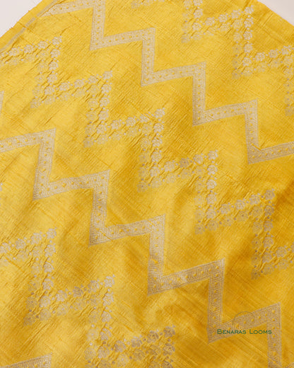 Yellow Pure Raw Silk Handwoven Fabric