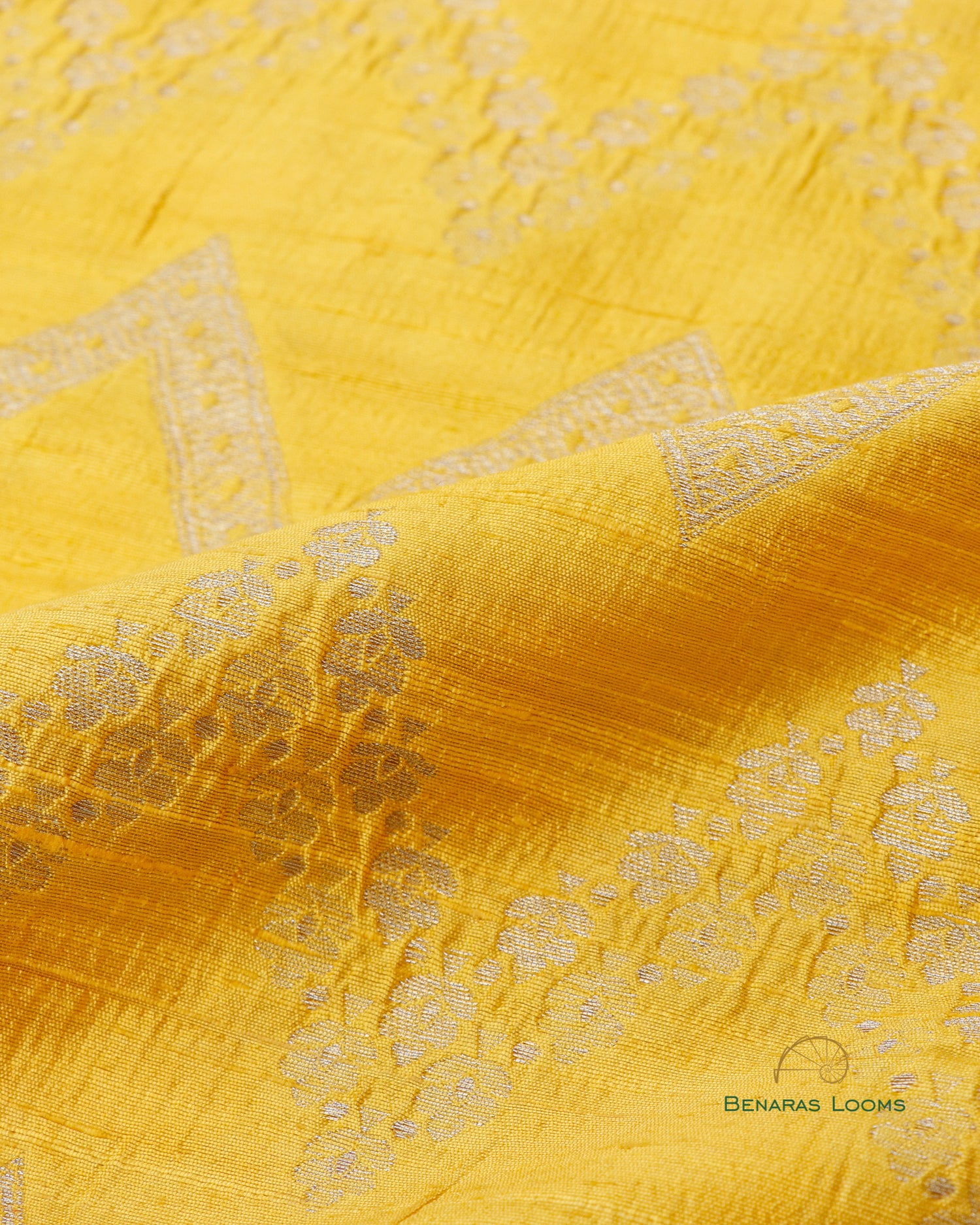 Yellow Pure Raw Silk Handwoven Fabric