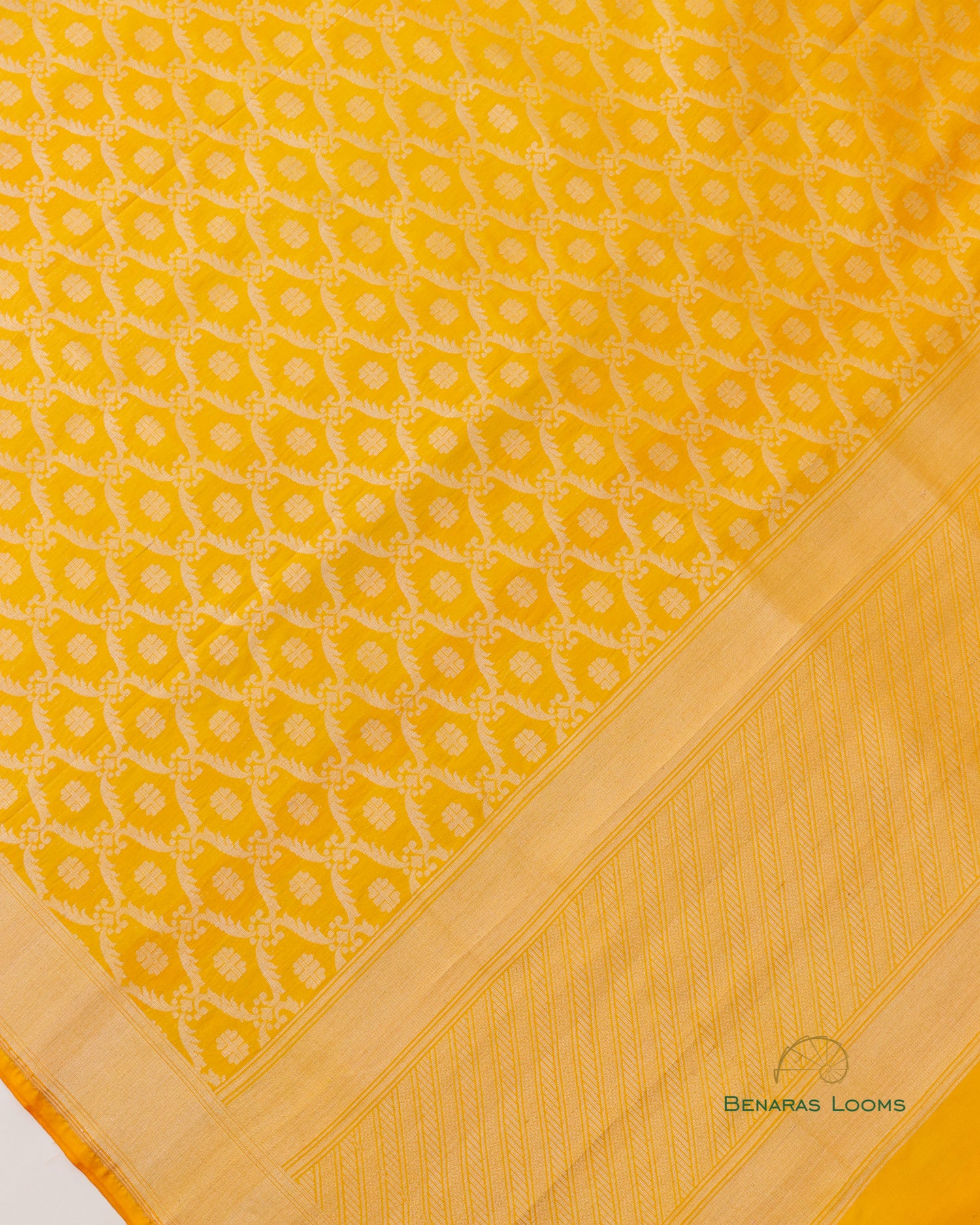 Yellow Handwoven Kataan Silk Benarasi Dupatta